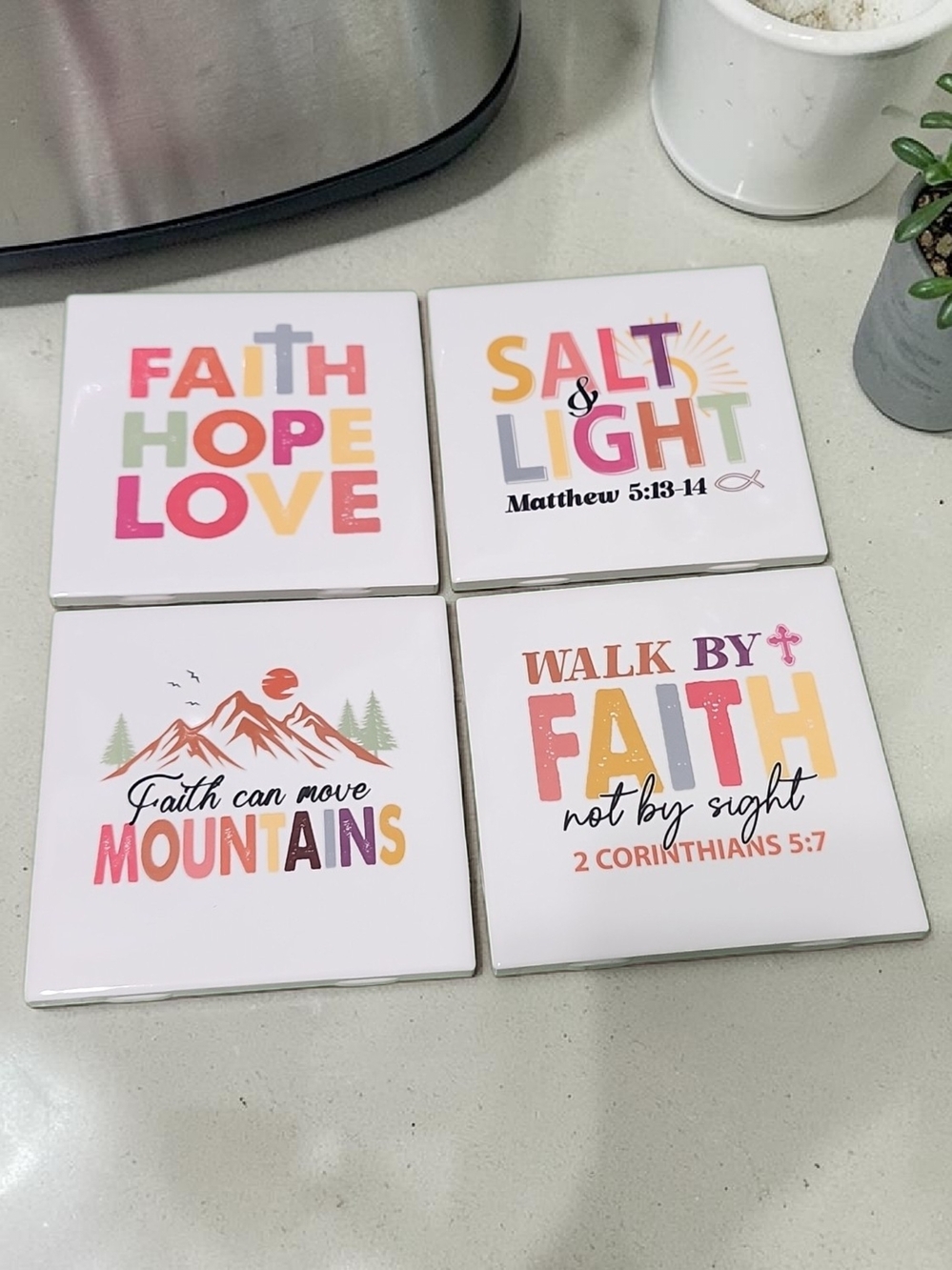 Set Of 4 Christian Coasters